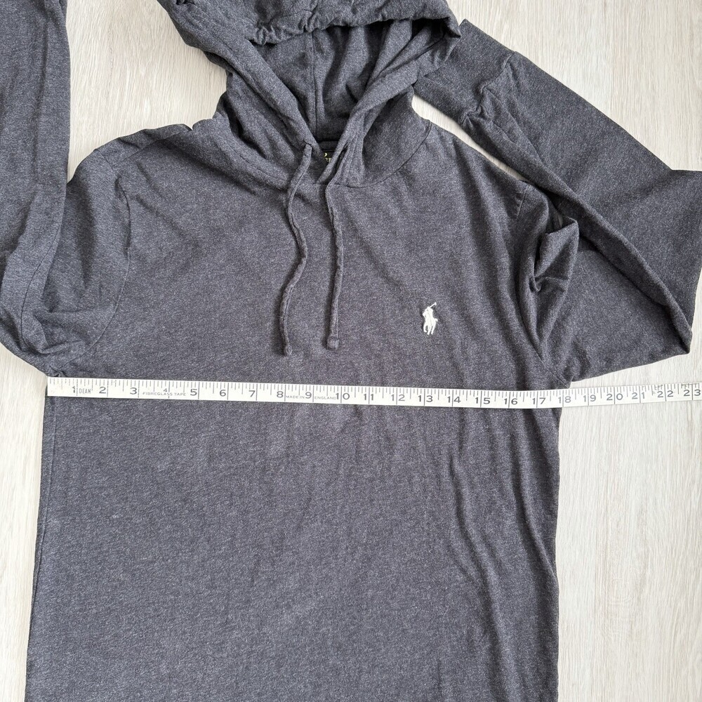 Polo Ralph Lauren Hoodie Men's Small Grey Charcoal Long Sleeve T-Shirt Pullover - Picture 10 of 11